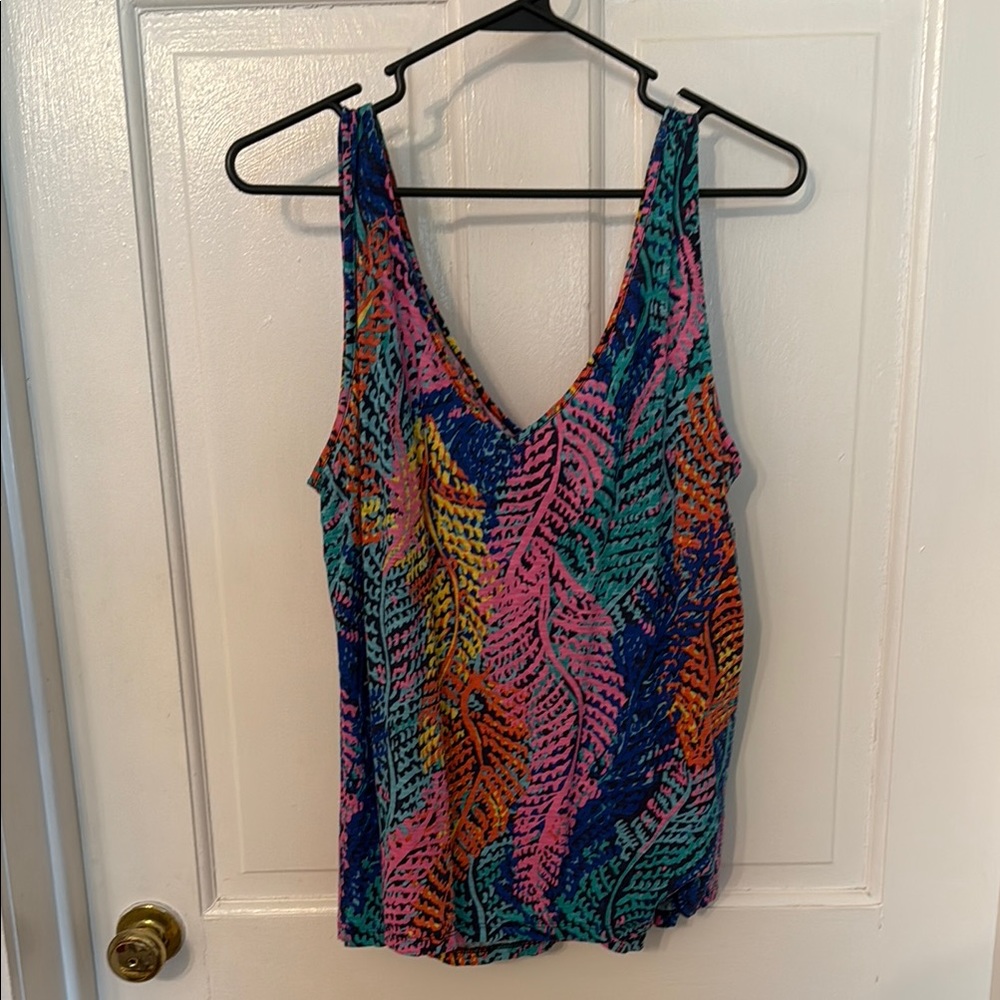 Lilly Pulitzer Pink and Orange Fitted Sleeveless Tank Top